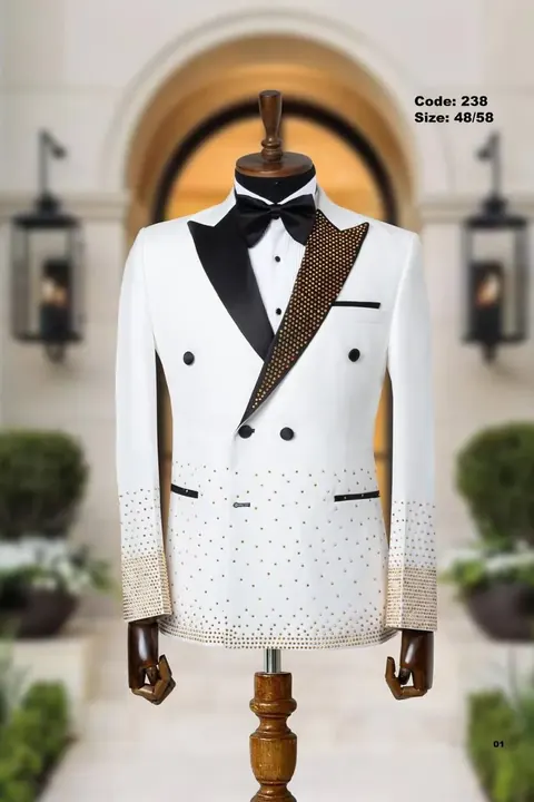 Studded Peak Lapel Double-Breasted Men's Tuxedo, wholesale tuxedo by Mark Morente
