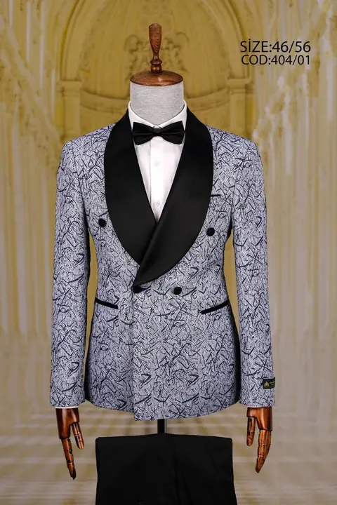 Floral Jacquard Double-Breasted Shawl Lapel Men's Tuxedo, wholesale tuxedo by Mark Morente