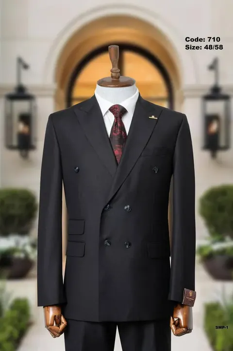 Double-Breasted Peak Lapel Suit with Gold Buttons, wholesale double-breasted suit by Mark Morente