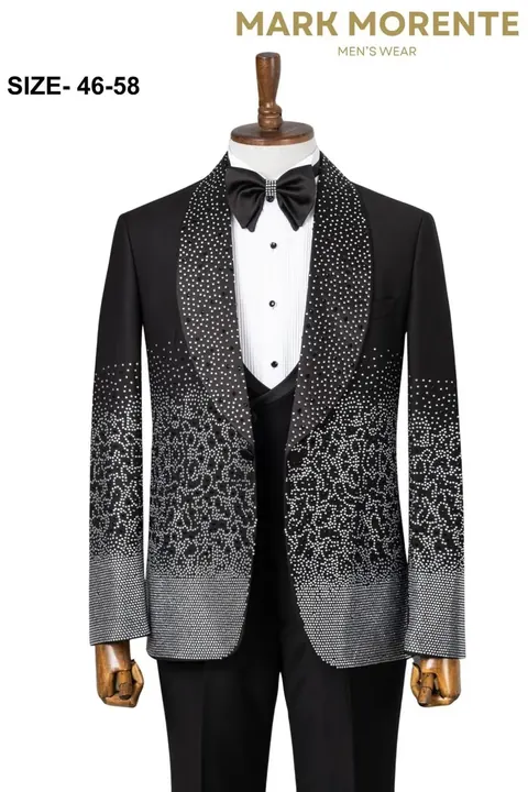 Black Silver Rhinestone Ombre Shawl Lapel Men's Tuxedo, wholesale tuxedo by Mark Morente