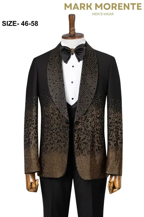 Black Gold Rhinestone Ombre Shawl Lapel Men's Tuxedo, wholesale tuxedo by Mark Morente