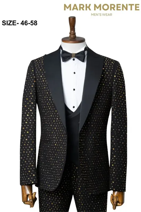 Black Gold Studded Peak Lapel Men's Tuxedo, wholesale tuxedo by Mark Morente